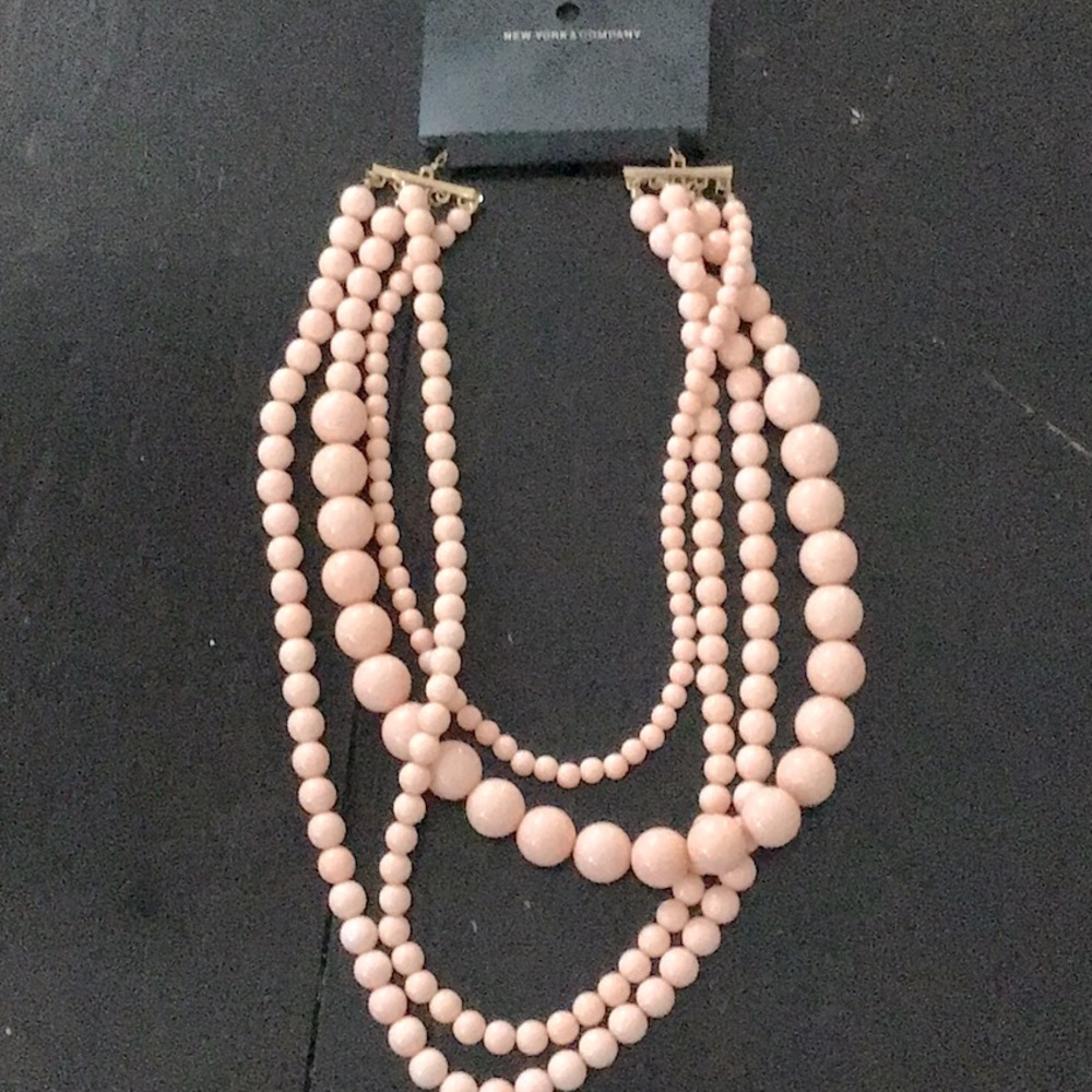 Soft pink layered beaded necklace